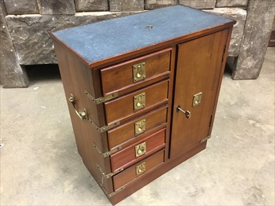 Lot 264 - Campaign style mahogany table cabinet