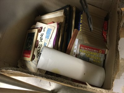 Lot 358 - One box of music related ephemera, records and sundry items