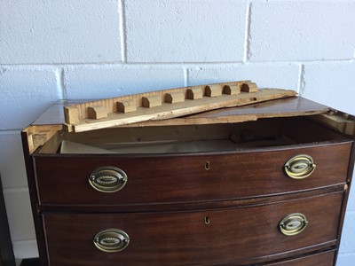 Lot 39 - Georgian mahogany Chest of three long drawers *for restoration*