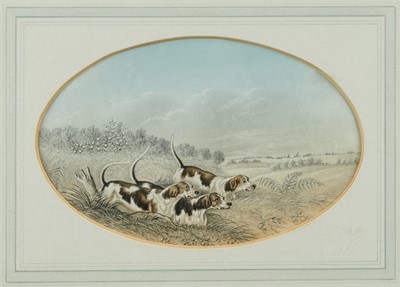 Lot 924 - B. Fenning, pair of mid-19th century oval watercolours - East Essex Foxhounds