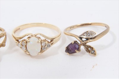 Lot 170 - Four 9ct gold gem set dress rings