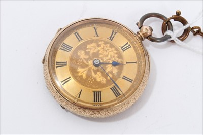 Lot 186 - Two late 19th century Swiss gold fob watches, both cased