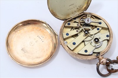 Lot 186 - Two late 19th century Swiss gold fob watches, both cased