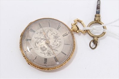 Lot 186 - Two late 19th century Swiss gold fob watches, both cased