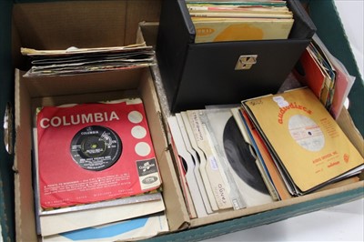 Lot 1773 - A vintage case of records and EPs including Buddy Holly, Bill Hayley , Gene Chandler, Doris Troy and Cyril Davies together with acetates from film and TV soundtracks, dramas and factory samples etc.