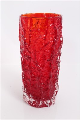 Lot 947 - Whitefriars Ruby bark vase designed by Geoffrey Baxter