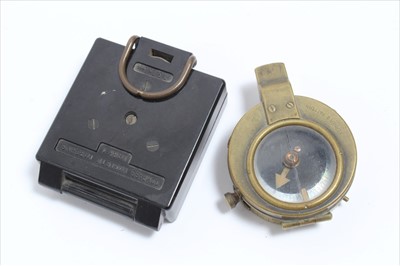 Lot 666 - First World War British Military Verner's Pattern Officers' compass dated 1915, together with a Second World War MK1 Magnetic Marching Compass by T.G. Co Ltd