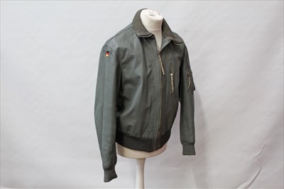 Lot 678 - Cold War Era grey leather German military jacket by Beckumer Lederwerk with orange interior