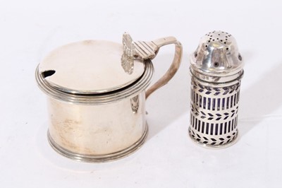 Lot 304 - Silver mustard pot and a silver pepper pot