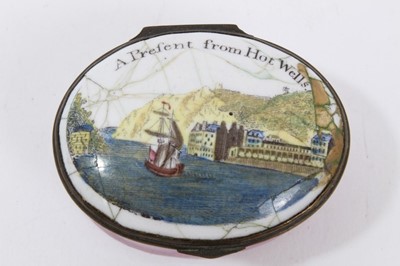 Lot 708 - Enamel box 'A Present from Hot Wells' circa 1800