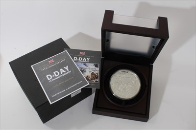 Lot 427 - Guernsey - Westminster issued silver proof £100 coin (weight 1 kilo) commemorating 'The 75th Anniversary of D-Day' 2019 (1 coin)