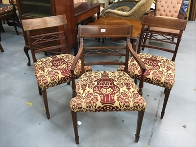 Lot 861 - Set of nine Regency style mahogany dining chairs with upholstered seats