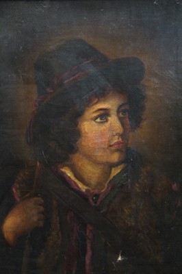 Lot 1176 - English School, 19th century, oil on canvas - portrait of a young Sportsman, in gilt frame, 50cm x 36.5cm