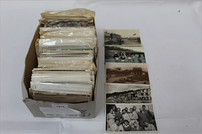 Lot 1215 - Postcards selection in shoebox, topographical coastal towns, greetings and Rp's (approx 300)