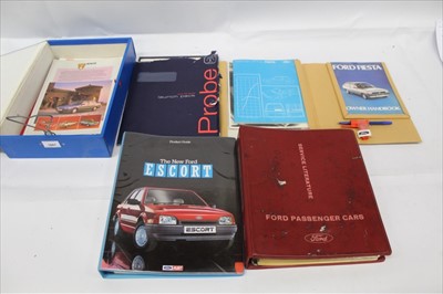 Lot 1607 - Scarce 1970s Ford Fiesta dealership/press release pack complete with photos, handbook , pen etc, other Ford dealers sales and service literature, and Rover sales literature etc