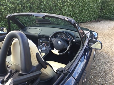 Lot 1600 - 2000 BMW Z3 Roadster, Registration W993 PJH. 1991cc engine, manual gearbox. Approx 138,000 miles with large history file and stamped service book. Dark blue paintwork with cream leather upholstery.