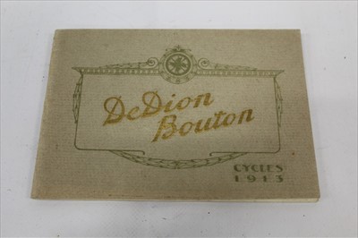 Lot 1616 - Scarce De Dion Bouton Cycles, 1913 Bicycle sales and information brochure.