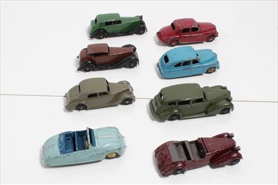 Lot 1357 - Dinky toys selection of early unboxed saloon and touring cars and Rover 75, Vanguard Packard, Riley and others (8)