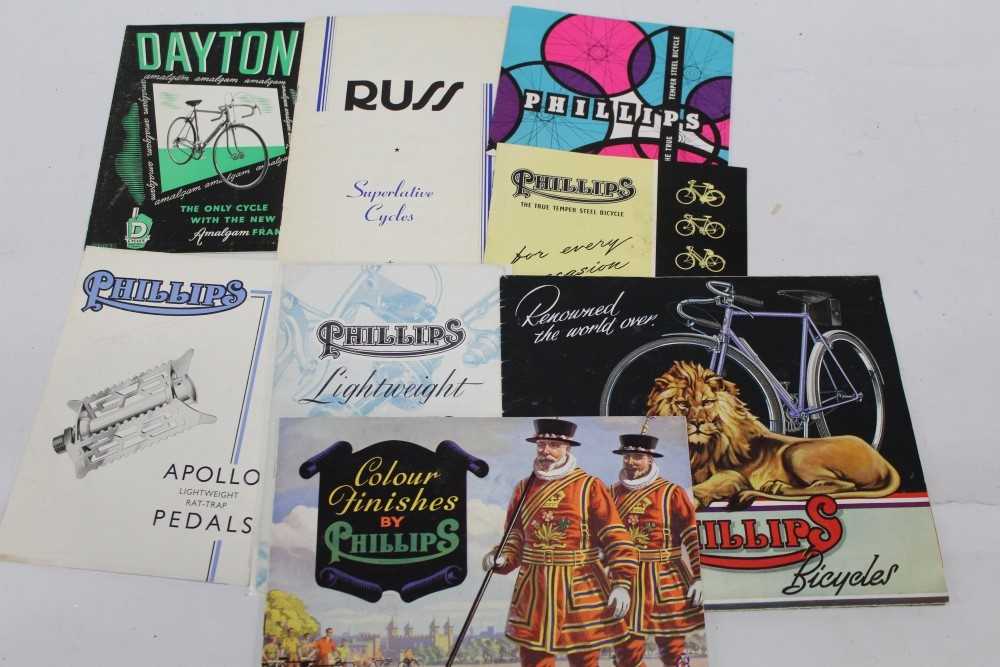 Lot 1619 - Group of six Phillips Bicycle and accessory brochures together with a Russ and a Dayton cycle brochure (8)