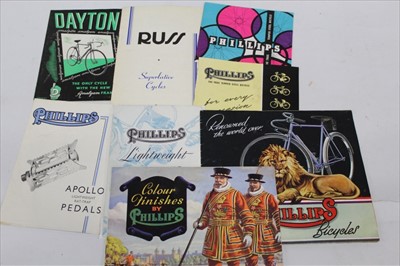 Lot 1619 - Group of six Phillips Bicycle and accessory brochures together with a Russ and a Dayton cycle brochure (8)