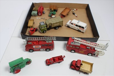 Lot 1361 - Dinky selection of unboxed Fire & Rescue vehicles, road making and road signs plus others (qty)