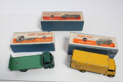 Lot 1362 - Boxed Dinky Guy flat truck 513, boxed Guy van 'Weetabix' 514, and a Dinky trailer in a Leyland Comet Lorry 531 box (3)