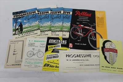 Lot 1621 - Progressive Cycles brochures, together with other bicycle brochures to include Armstrong, Holdsworth and Rollfast (qty)