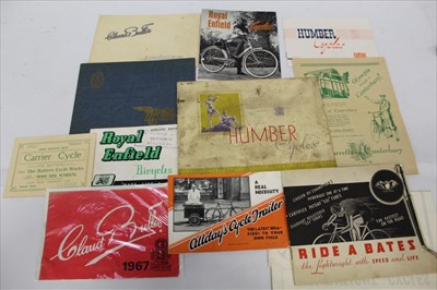 Lot 1622 - Royal Enfield Bicycles brochure, together with others to include Humber Cycles, BSA and Claude Butler (qty)