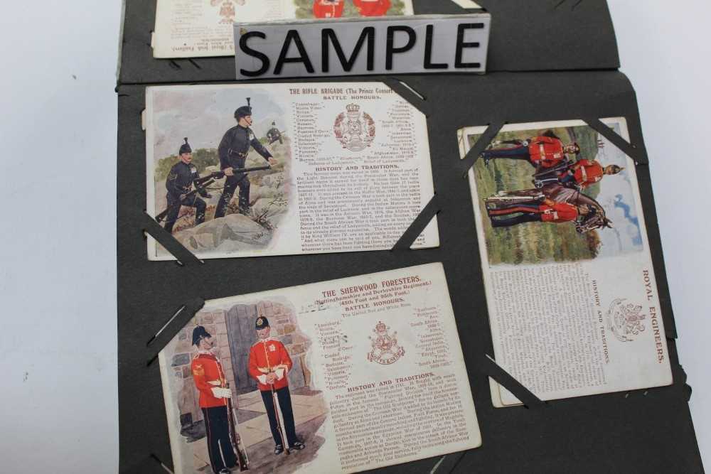 Lot 1184 - A collection of military postcards in album including Gale and Polden, etc.