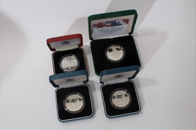 Lot 433 - G.B. The Royal Mint mixed silver proof Crowns 'Her Majesty The Queen Mother 90th Birthday' 1990 x 2, '40th Anniversary of The Coronation' 1993 and 'Centenary of Entente Cordiale' 2004 (all cased wi...