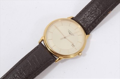 Lot 197 - Gentlemen's Longines La Grandes Classiques calendar wristwatch watch on leather strap