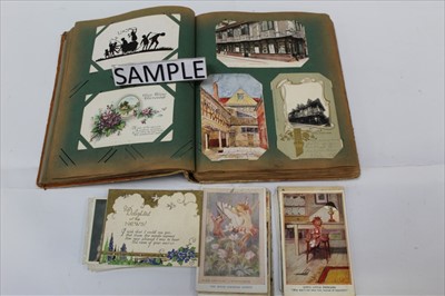 Lot 1186 - Postcards selection in album plus loose including good range of fairy cards, local real photographs of Manningtree, comic, topographical