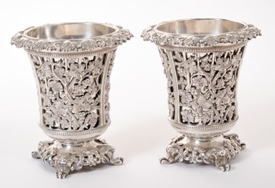 Lot 235 - Pair of good quality Turkish silver urns with vine decoration (pre 1923 marks)