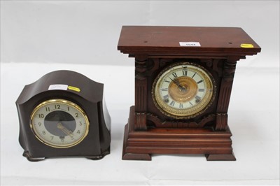 Lot 1944 - Early 20th Century mantel clock together with a Smiths Bakelite mantel clock (2)