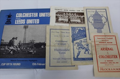 Lot 1188 - 1940s Football programmes - Arsenal v Colchester 1948, Colchester United V Bradford 1948 and Colchester United Official Programme Season 1947-1948, Colchester United Team photograph 1937-38 and a L...