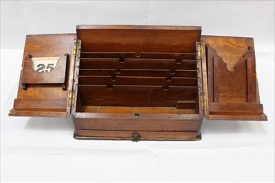 Lot 1942 - 1930s Oak stationery cabinet with twin hinged doors above sliding draw