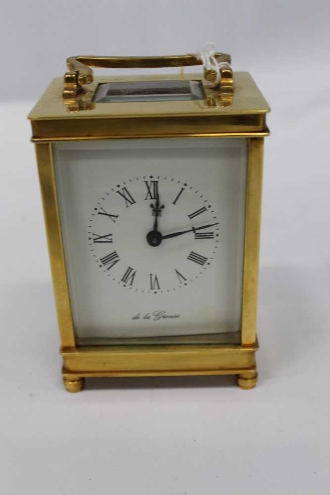 Lot 1943 - Contemporary brass carriage clock by De La