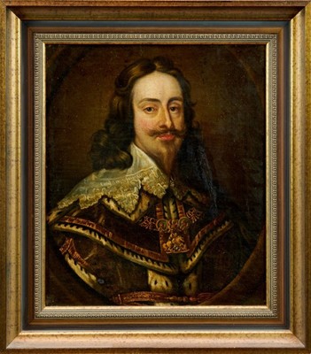 Lot 1040 - After Sir Anthony van Dyck, early 19th century, oil on canvas - portrait of King Charles I, in gilt frame, 33.5cm x 28.5cm