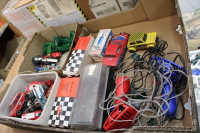 Lot 1388 - Scalextric set 80 model G.P.3, Playcraft Champion Motor Racing, Airfix Motor Ace, sall boxed plus selection of unboxed cars, controllers and accessories (qty)