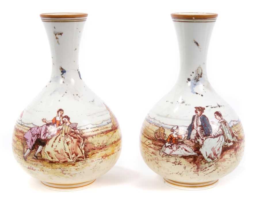 Lot 132 - Pair of Wedgwood vases, painted by Emile Lessore, circa 1870