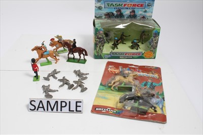 Lot 1392 - Britains Wild West blister pack, Tank Force Special Unit boxed plus unboxed