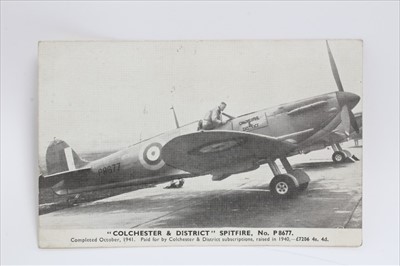 Lot 695 - Colchester interest- Scarce Second World War Postcard of the Colchester & District Spitfire No. P8677