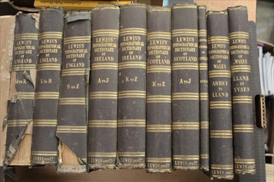 Lot 1265 - Lewis's Topographical Dictionary of England, fifth edition 1845, in four volumes, Dictionary of Ireland, two volumes, second edition 1846, Scotland, in town volumes,  first edition 1846, Wales, in...