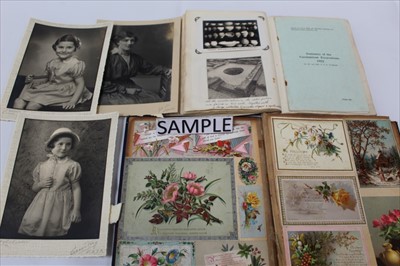 Lot 1199 - A quantity of mixed ephemera including a journal 'Further Excavations at Verulamium' photographs, cuttings and annotations, prints, magazines, scrap album of greeting cards