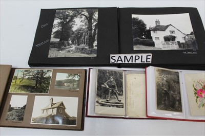 Lot 1201 - Box of ephemera including Military postcards, autograph albums, 1930s holiday photographs etc.