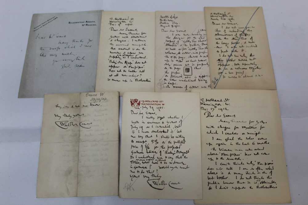 Lot 1207 - Autographs Walter Crane 1845-1915 British Author and Illustrator. Six hand written letters signed Walter Crane 1901-10 period.  Plus a Cecil Aldin letter signed.