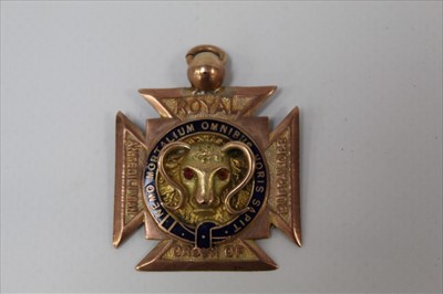 Lot 1950 - 9ct gold and enamelled medal for the Order of the Buffaloes, engraved to the reverse