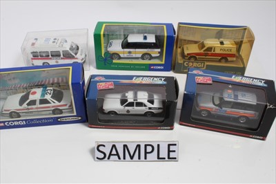 Lot 1407 - Diecast two large boxes of various police vehicles, manufacturers including Corgi, Matchbox, Vanguards etc (qty)