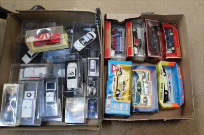 Lot 1408 - Diecast selection of police vehicles in four boxes, manufacturers including Corgi, Dinky, Lledo, Vanguards etc (qty)