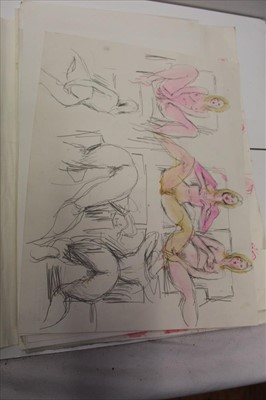 Lot 1153 - Two folders of female nudes by Peter Collins (1923-2001) which could be branded as 'In the Pink'- with Balcombe Galleries/Stanley Studios, embossed stampers together with a folder of drawings from...